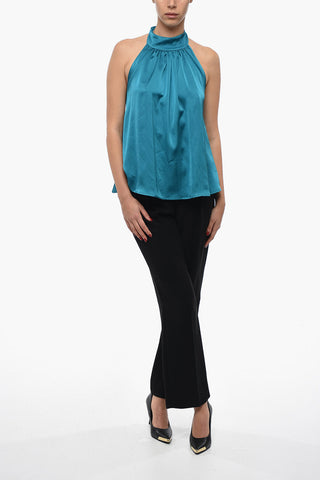 Top Senza maniche In Satin Con Collo Americano