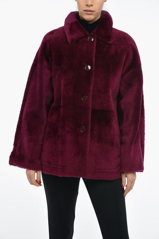 Reversible Shearling Coat with Shirt Collar