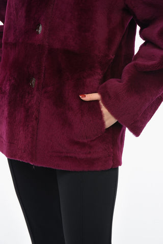 Reversible Shearling Coat with Shirt Collar