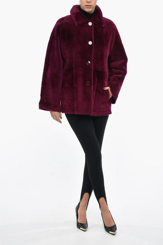 Reversible Shearling Coat with Shirt Collar