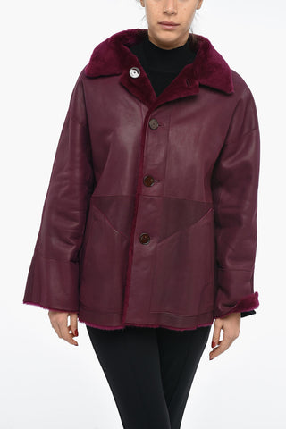 Reversible Shearling Coat with Shirt Collar