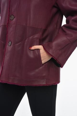 Reversible Shearling Coat with Shirt Collar