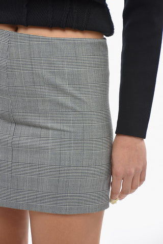 Prince of Wales Motif Wool Blend Mini Skirt