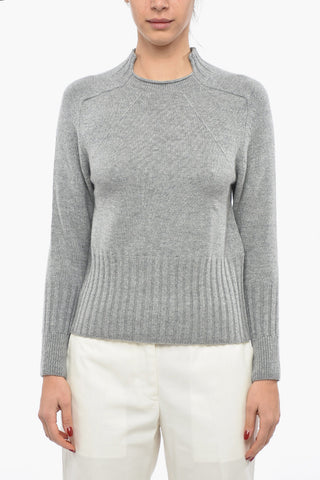 Wool and Cashmere Turtleneck Sweater with Ribbed Details