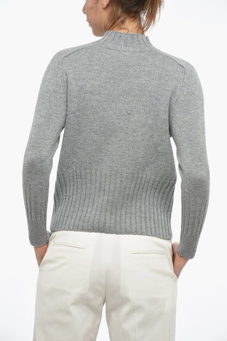 Wool and Cashmere Turtleneck Sweater with Ribbed Details
