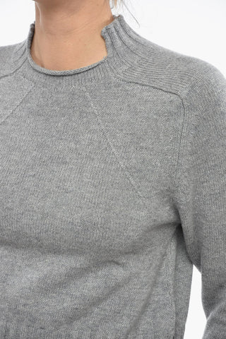 Wool and Cashmere Turtleneck Sweater with Ribbed Details