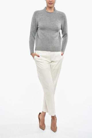 Wool and Cashmere Turtleneck Sweater with Ribbed Details