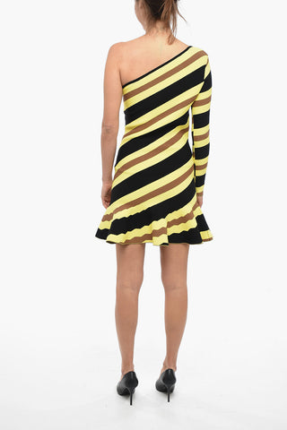 Vestito Elasticizzato monospalla Con Stampa A righe
