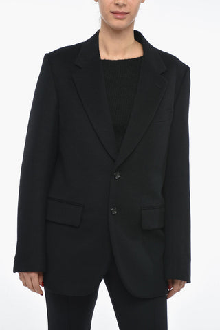 Wool and Cashmere 2-Buttons Blazer with Flap Pockets