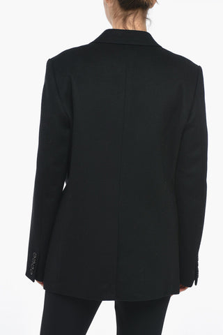 Wool and Cashmere 2-Buttons Blazer with Flap Pockets