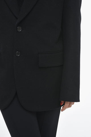 Wool and Cashmere 2-Buttons Blazer with Flap Pockets