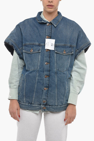 Sleeveless Denim Jackets With Faux-Fur Padding