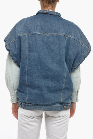 Sleeveless Denim Jackets With Faux-Fur Padding