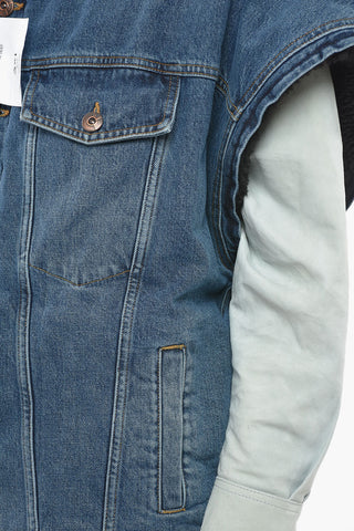 Sleeveless Denim Jackets With Faux-Fur Padding