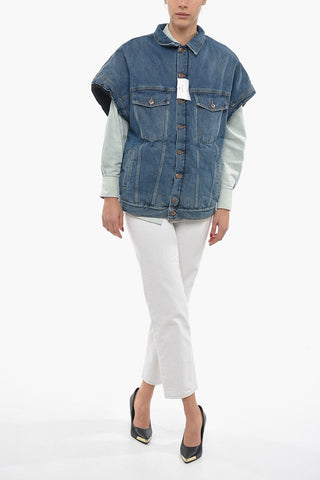 Sleeveless Denim Jackets With Faux-Fur Padding
