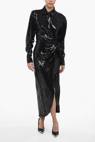 Vestito Lungo A Portafoglio Con Paillettes Allover
