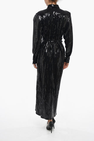 Vestito Lungo A Portafoglio Con Paillettes Allover