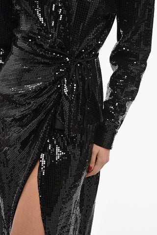 Vestito Lungo A Portafoglio Con Paillettes Allover