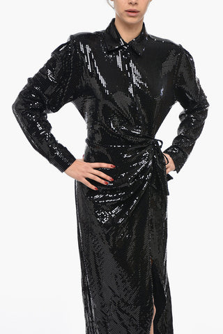 Vestito Lungo A Portafoglio Con Paillettes Allover