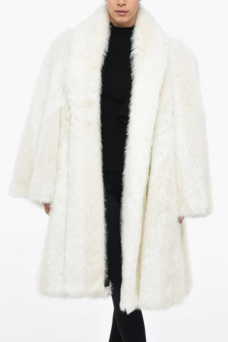 A-Line Eco-fur Coat with Spray Logo