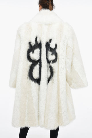 A-Line Eco-fur Coat with Spray Logo