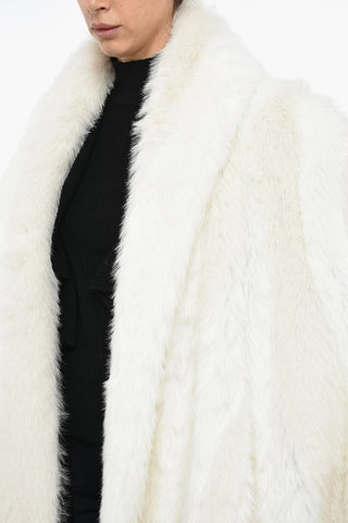 A-Line Eco-fur Coat with Spray Logo