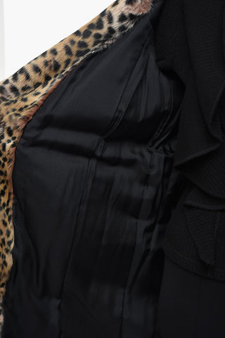 METEO Cappotto in Vera Pelliccia a Fantasia Animalier con Cintura