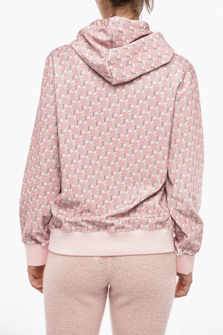 Felpa in Velour Monogram con Cappuccio e Logo di Cristalli