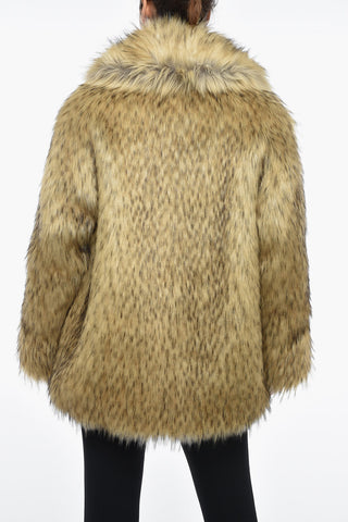Faux Fur Coat with One-Button anche 2-Pockets