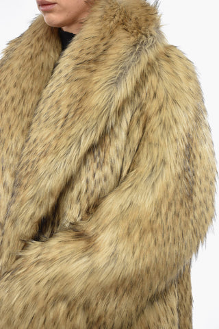 Faux Fur Coat with One-Button anche 2-Pockets