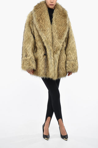 Faux Fur Coat with One-Button anche 2-Pockets