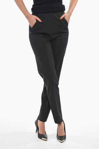 High Waist Virgin Wool Stretch Pants