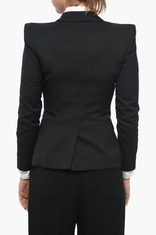 Single Breasted Blazer With Leather Chest-Piece