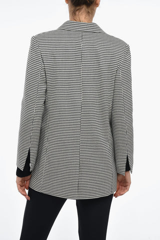 1 Button Houndstooth Blazer with Flap Pockets