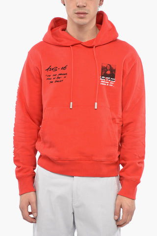 felpa Hoodie con Stampe Laterali e Tasca a Toppa
