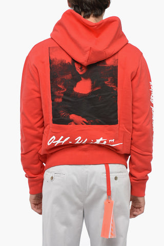 felpa Hoodie con Stampe Laterali e Tasca a Toppa