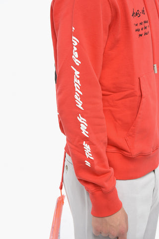 felpa Hoodie con Stampe Laterali e Tasca a Toppa