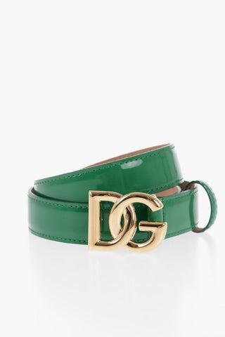 Patent Leather Belt with Golden Buckle 25mm