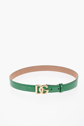 Patent Leather Belt with Golden Buckle 25mm