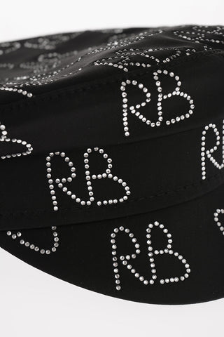 Satin Baker Boy Hat with All-Over Rhinestone Monogram