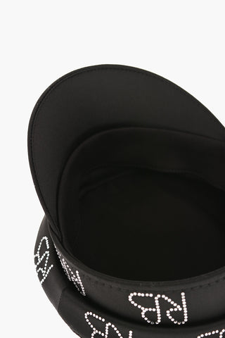 Satin Baker Boy Hat with All-Over Rhinestone Monogram