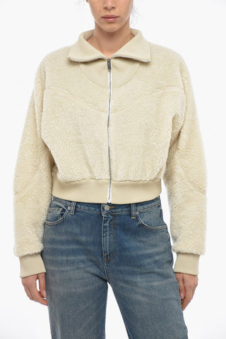 Embroidered Logo Teddy Zipped Sweatshirt