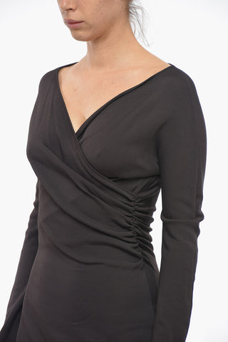V Neck Viscose Blend Wrap Dress