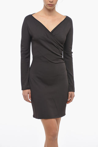 V Neck Viscose Blend Wrap Dress
