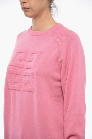 Crew Neck Cashmere Pullover with Terry-effect Logo