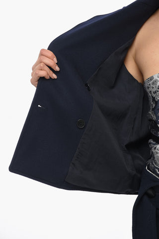 Cappotto Doppiopetto In Lana Sfoderato Con tasche A Toppa