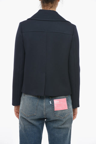 Blazer Doppiopetto in Lana con Applicazione Logo