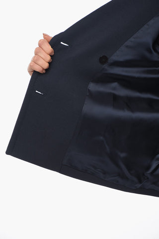 Blazer Doppiopetto in Lana con Applicazione Logo