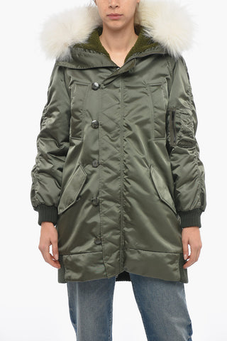 Parka Con Polsini E Pelliccia Sul Cappuccio