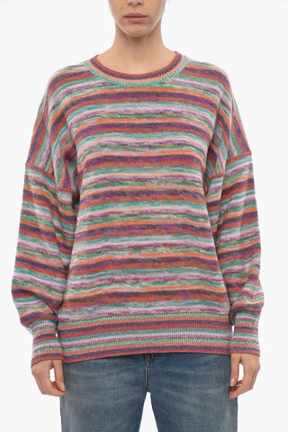 Crew Neck Striped Cashmere Blend Sweater